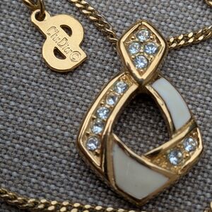 Dior Gold and Cream Anchor Necklace with Crystals